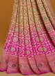 Dusty Rose Pink Khadi Chiffon Bandhani Saree
